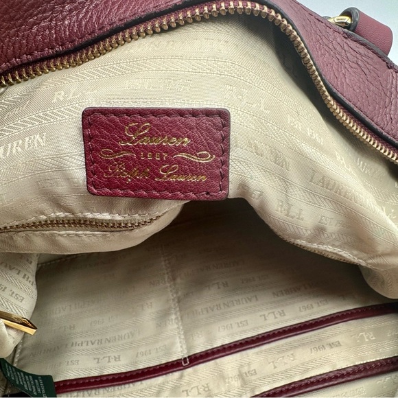 Lauren Ralph Lauren Deep Red Leather Satchel | Very Good Condition - Picture 9 of 16